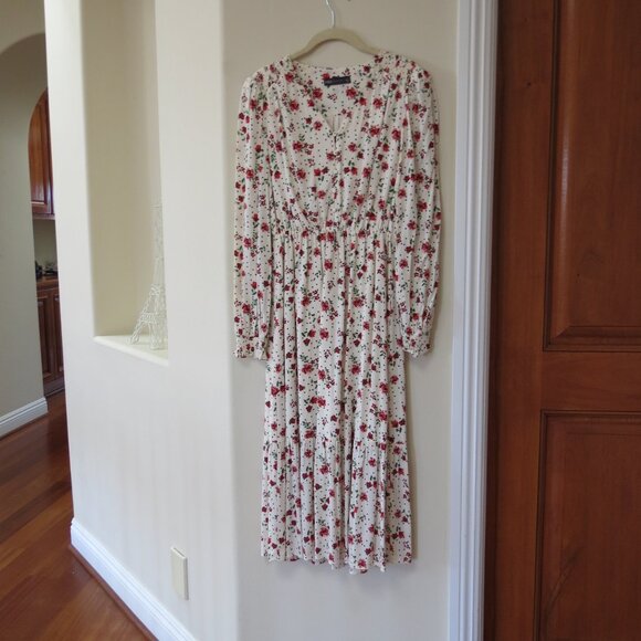 Robe portefeuille mi-longue en jean à col en V